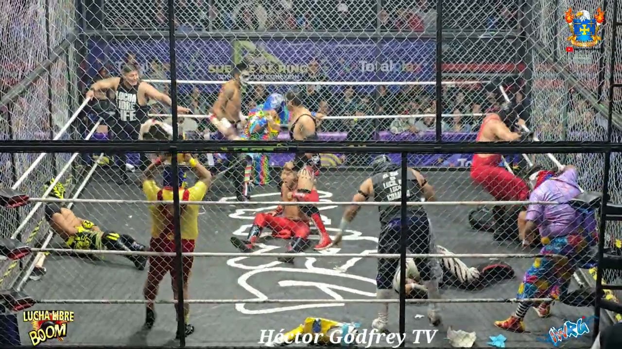 LUCHA EN JAULA 12 LUCHADORES EXPENEN SU MÁSCARA O CABELLERA. LUCHA LIBRE BOOM- IWRG