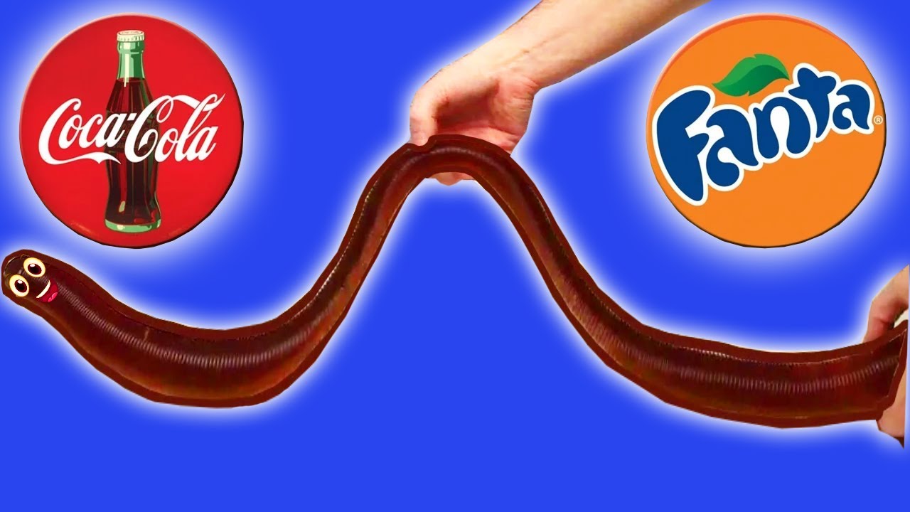 Как сделать Огромного Мармеладного Червяка из Coca-Cola и Fanta