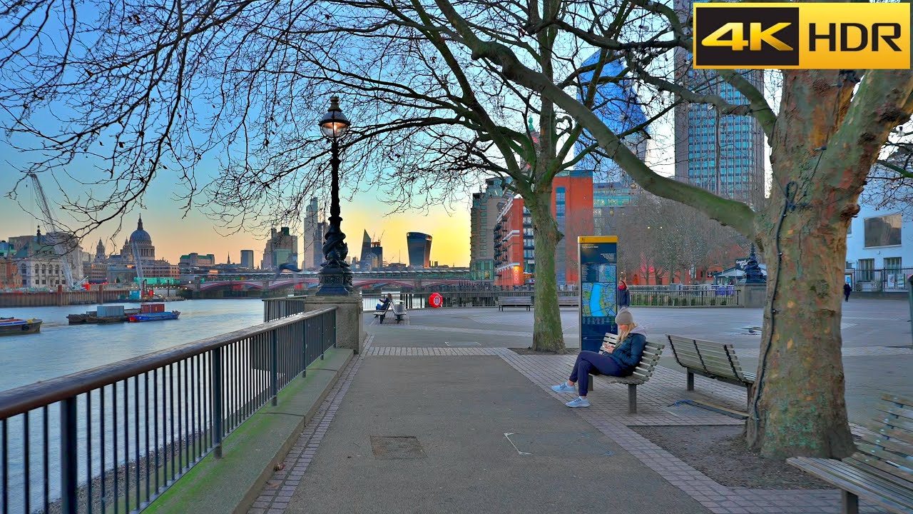 🌅London Sunrise Walk in Jan 2022 ☀️Relaxing Walk from Embankment to St Paul's [4K HDR]