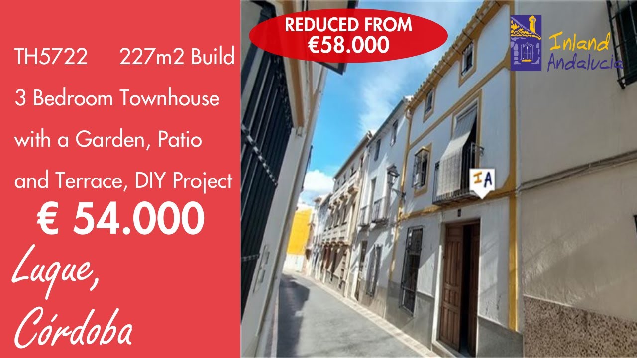 54K, 227m2 build 3 Bed + Garden DIY project Town property for sale in Spain inland Andalucia TH5722