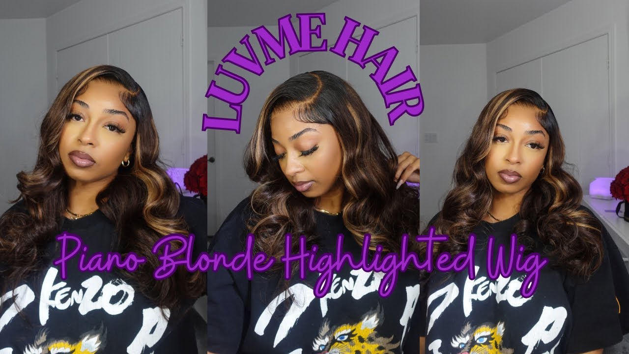 PERFECT GLUELESS HONEY BLONDE PIANO HIGHLIGHT WIG INSTALL ft Luvme Hair | WhoisAshlxy