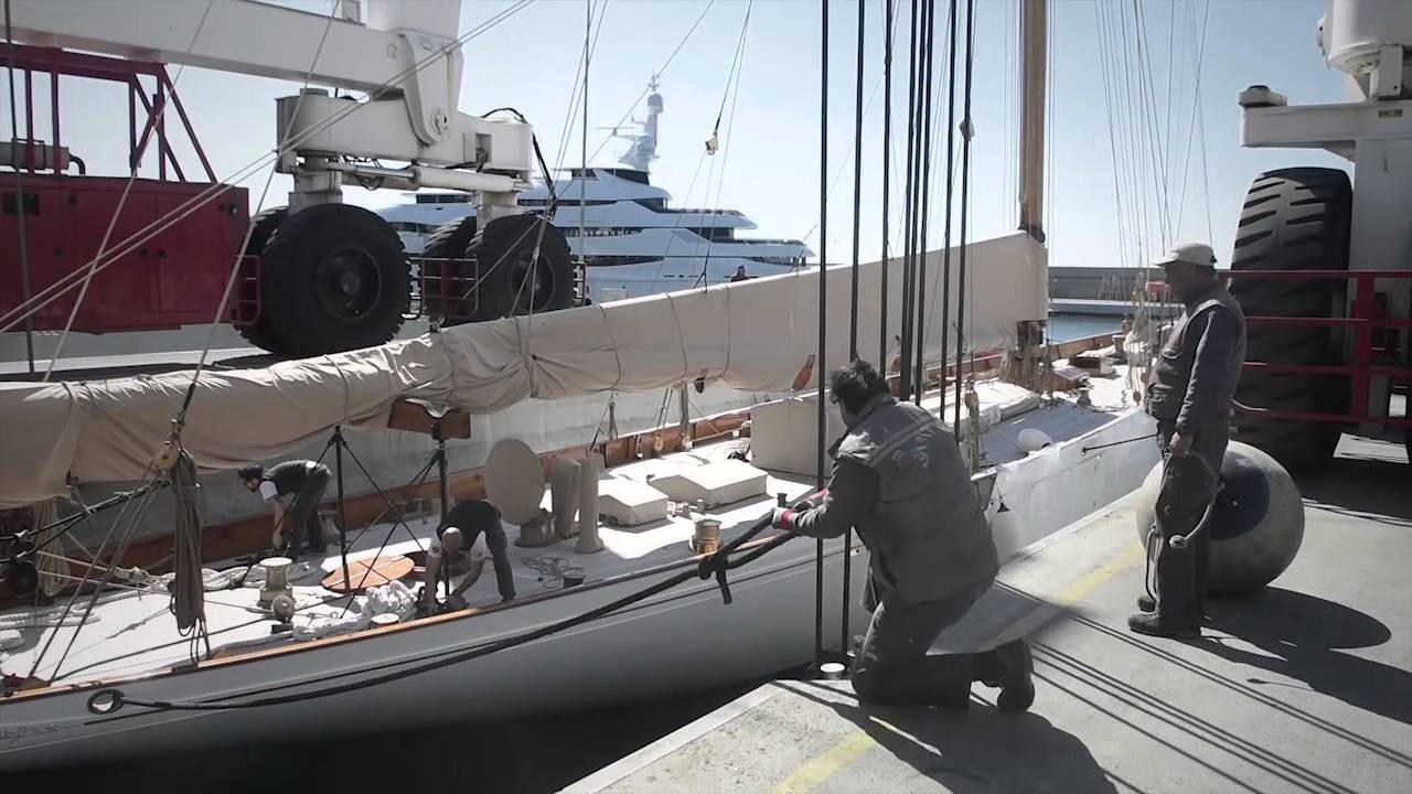 Launching a classic SY at the Amico & Co refit shipyard in Genoa, Italy