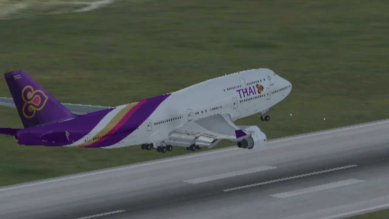 FSX - Thai Airways Boeing 747-400 | Landing + Takeoff at Zurich-Kloten Airport
