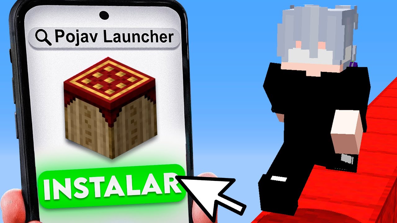 Jogando BEDWARS no POJAVLAUNCHER (pelo mobilador)