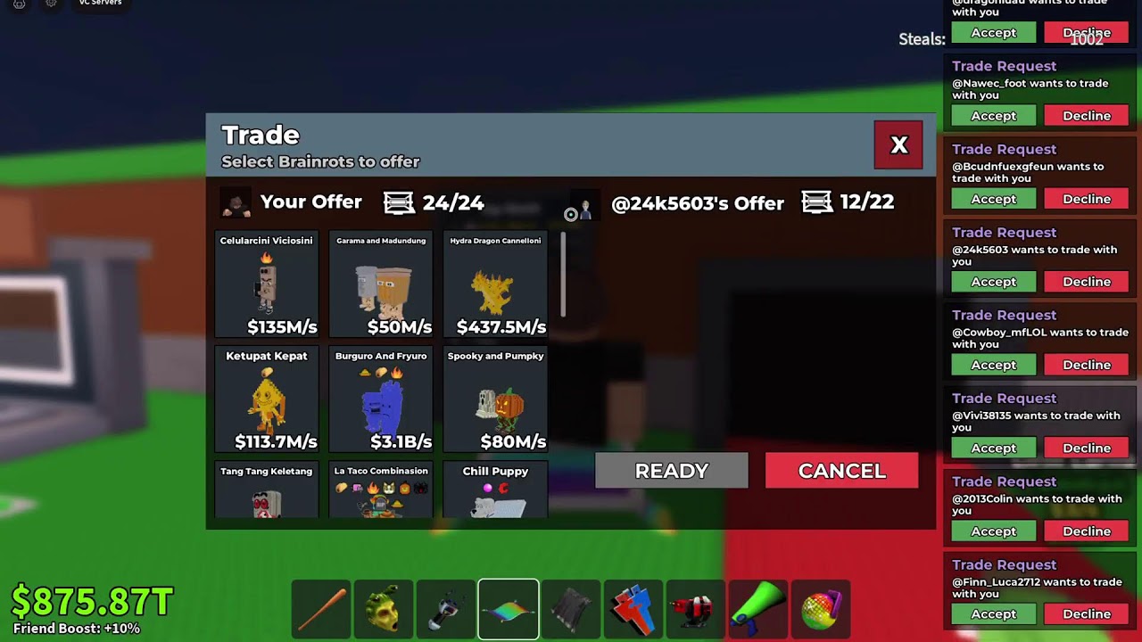 Live Roblox fr chill steal a brainrot je trade!