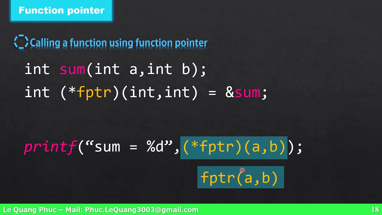 Con trỏ hàm & mảng con trỏ hàm | Function Pointer | Array of Function Pointers