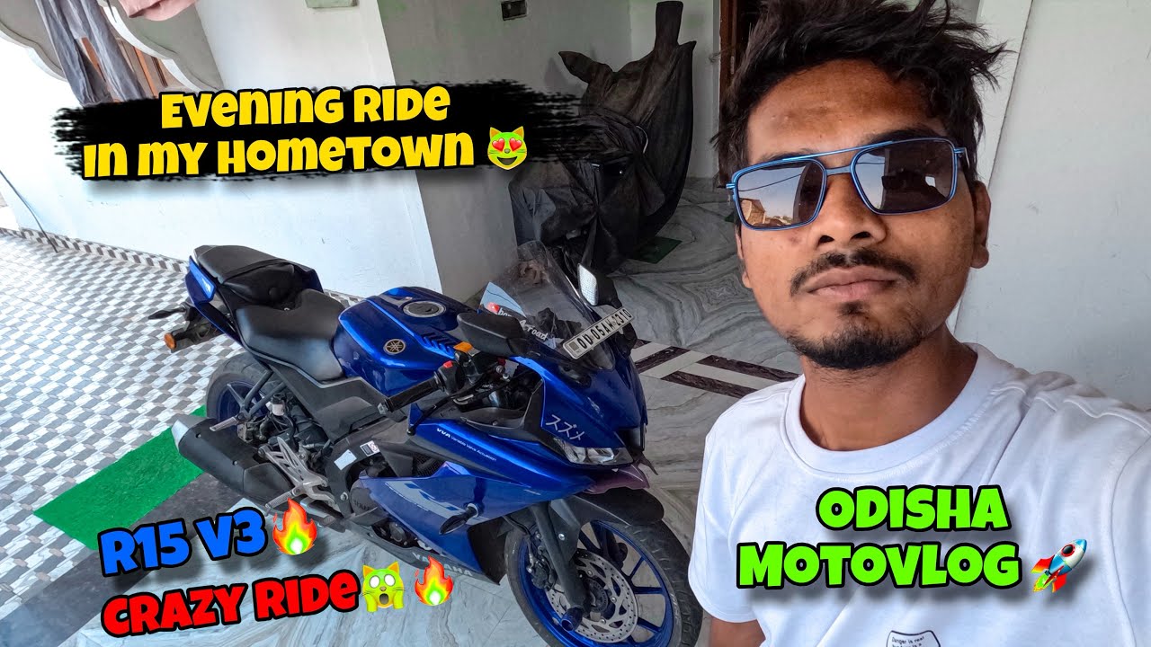 “Evening Ride in My Hometown Bhawanipatna 🏍️ | R15 V3 Odisha Motovlog 🌇”