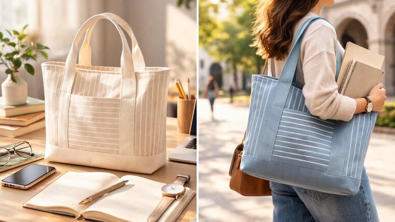 “Cloud Stitching on Fabric”🪡  “Create a Stylish Everyday Tote Bag with Great Structure✨