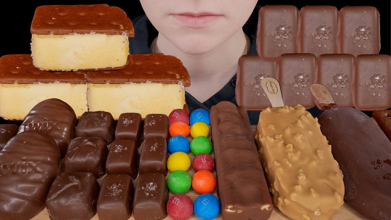 ASMR Chocolate Desserts & Ice Cream *M&M Candy, Twix Eggs, Haagen-Dazs, Magnum, Caramel Sandwich