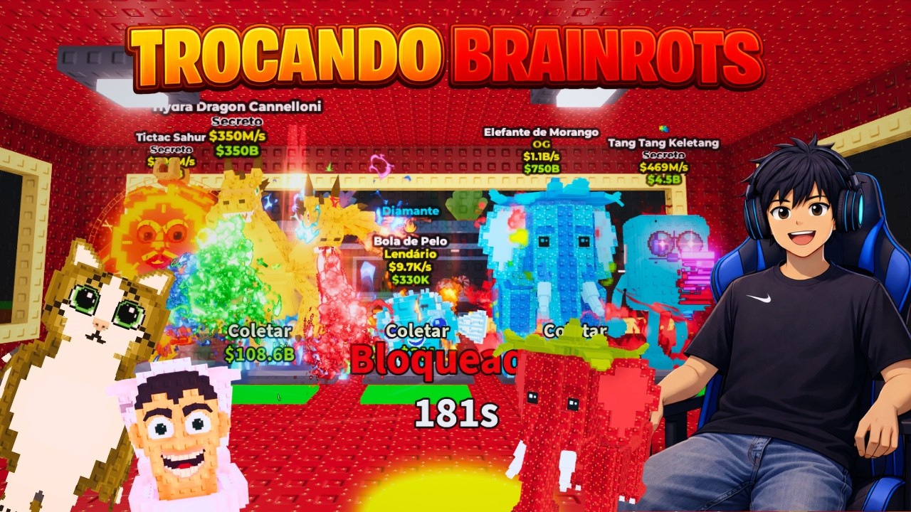 📢 LIVE ON 🔴 CHEGA COM AS RARIDADES 🔥 TROCANDO BRAINROTS RAROS 🎈 - ROUBE UM BRAINROT AO VIVO 🔥