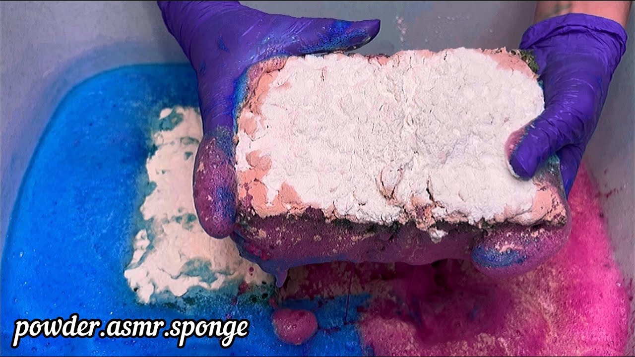 50 shades of purple 💜💕💙 blue and pink Ty-D-Bol, and 3 bucket dry paste. Squeezing sponges asmr