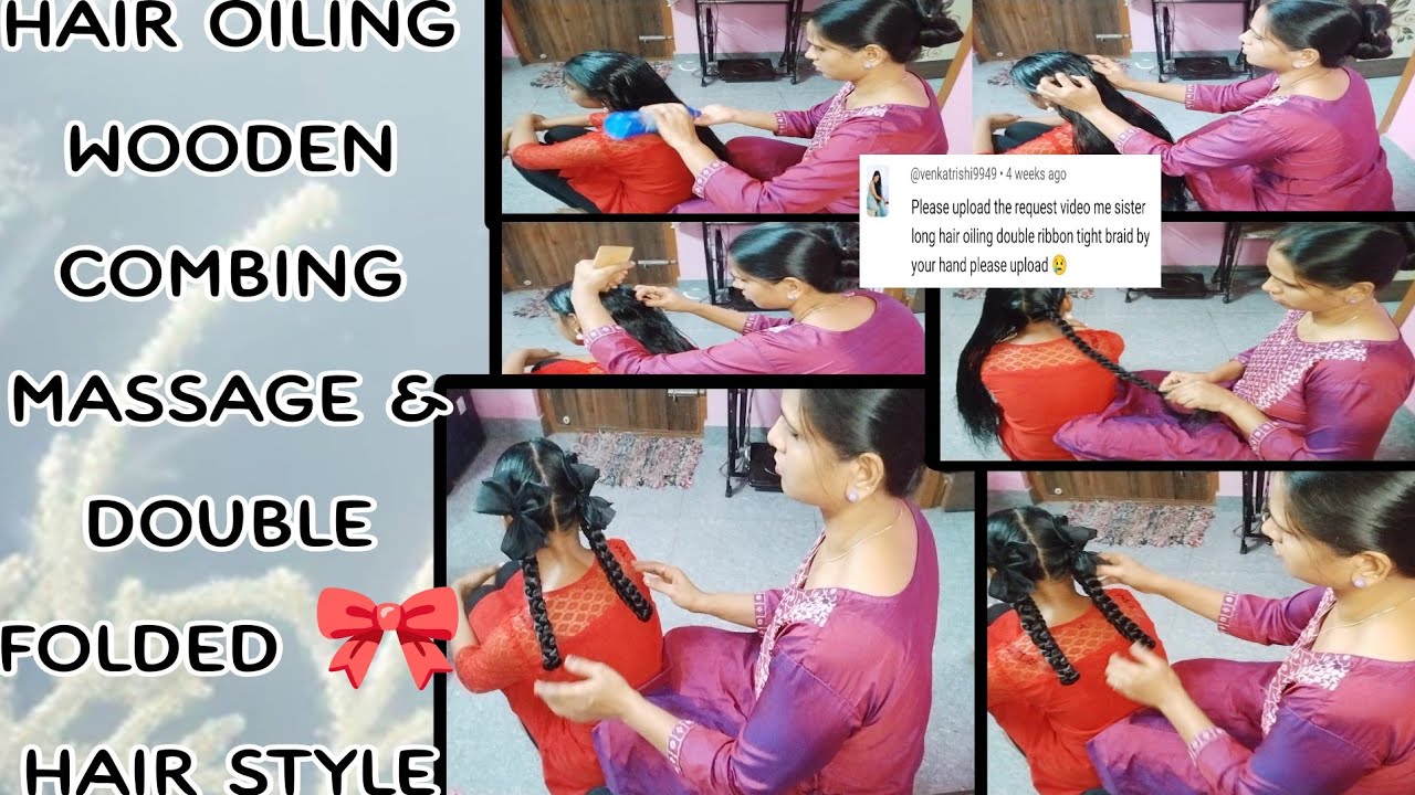 Hair oiling wooden combing massage and hair style||Most Requested video//@beautychef1356 .