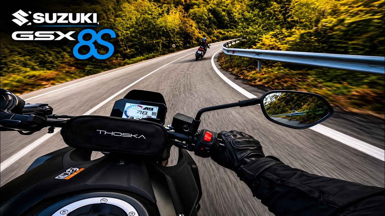 Suzuki GSX 8S chasing BMW F 800 GS