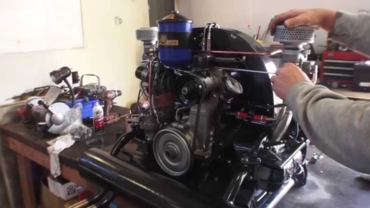 Classic VW BuGs Okrasa Dual Carb Engine w Abarth Muffler & 1951 Beetle 25hp Motor Start