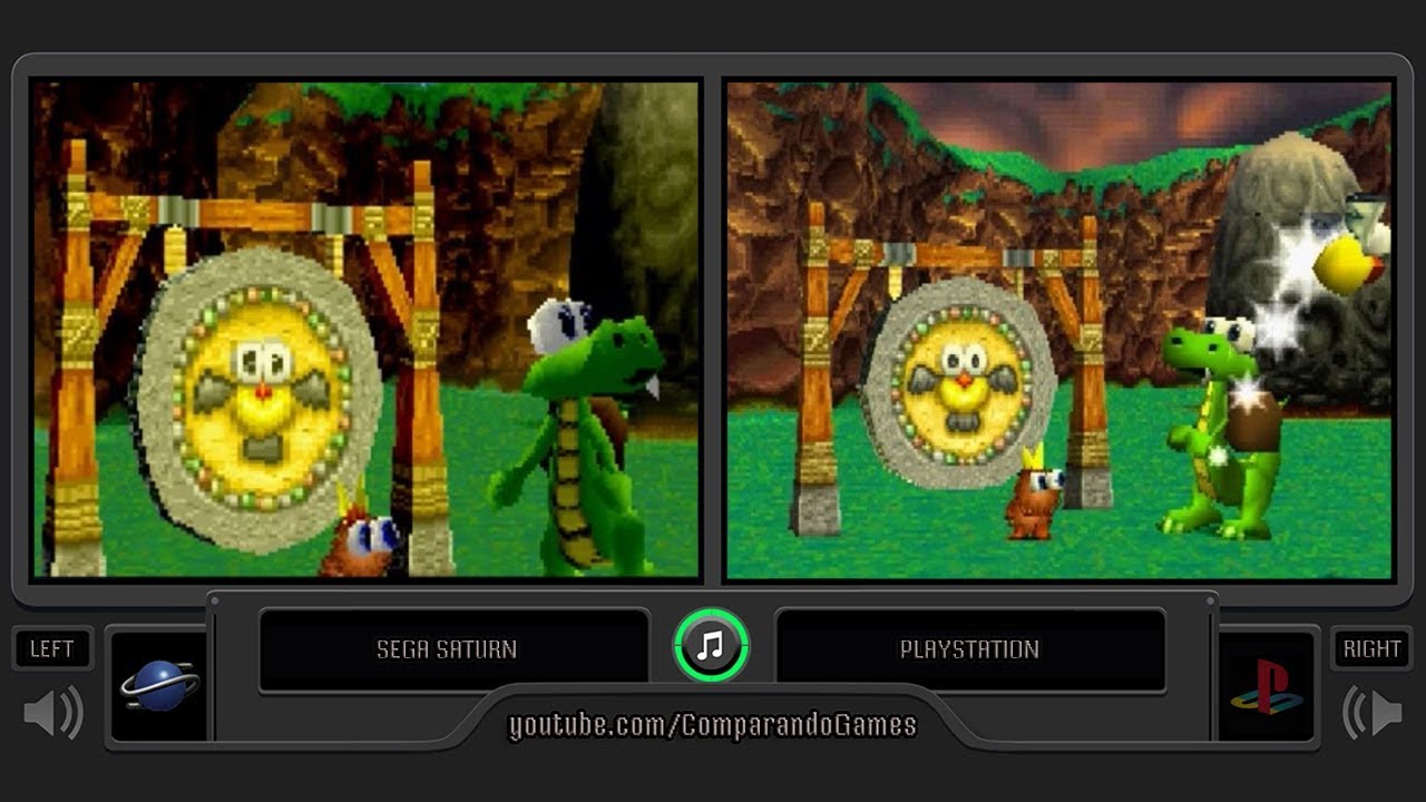 Croc (Sega Saturn vs Playstation) Side by Side Comparison - VCDECIDE