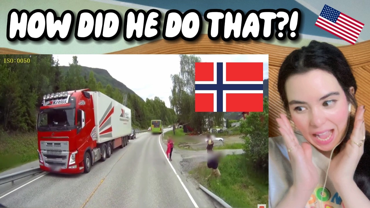 American Girl Reacts to: Incredible Norwegian Man truck driver SKILL!