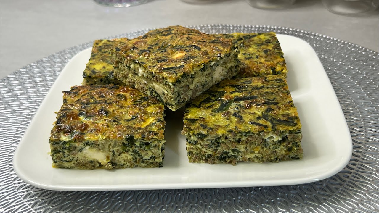 ابن وأسهل طاجين تونسي/طاجين سبناخ باللحم المفروم/tajine tunisien aux viandes hachées et épinards 🇹🇳