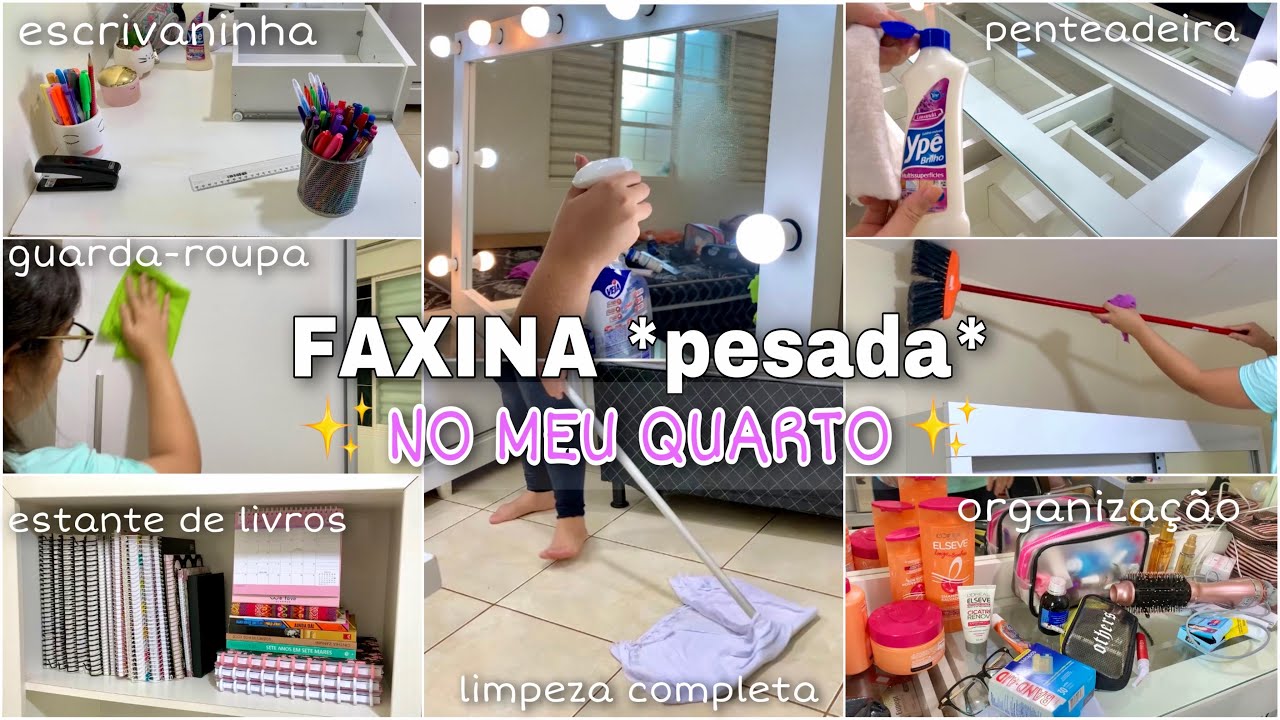 FIZ UMA FAXINA *PESADA* NO MEU QUARTO 🪣 Limpei e Organizei tudoo✨