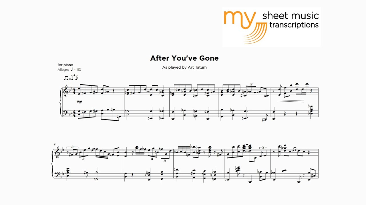 Art Tatum - After You've Gone (Jazz Transcription)