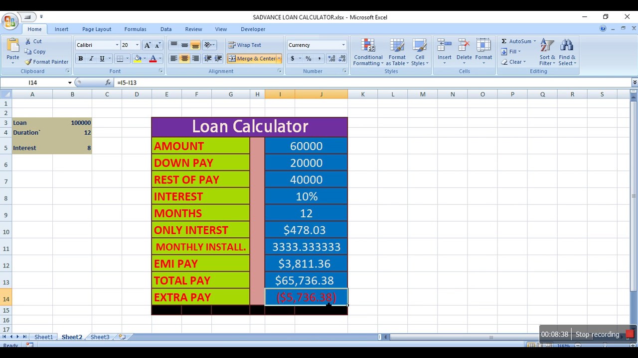 Advance EMI Calculator excel in Hindi Pradip VedantSri