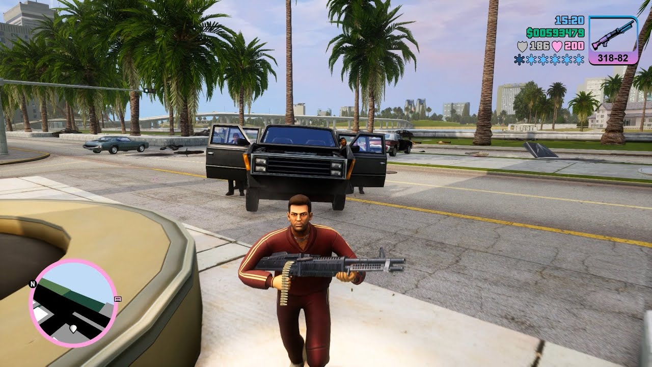 GTA Vice City M60 Machine Gun Rampage + 6 Star Wanted Level Escape