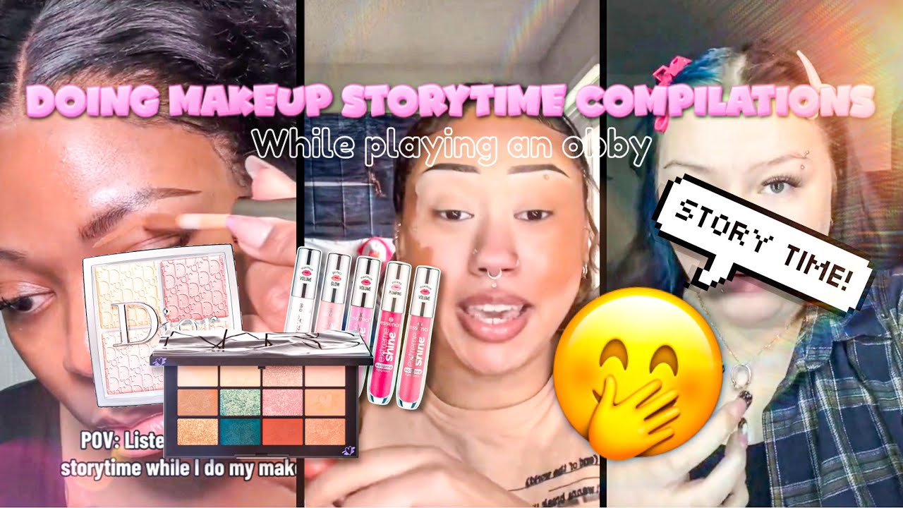 ✨💄🌺📖Doing makeup storytimes compilations while playing an obby! | (I DONT OWN THESE VIDEOS)📖🌺💄✨