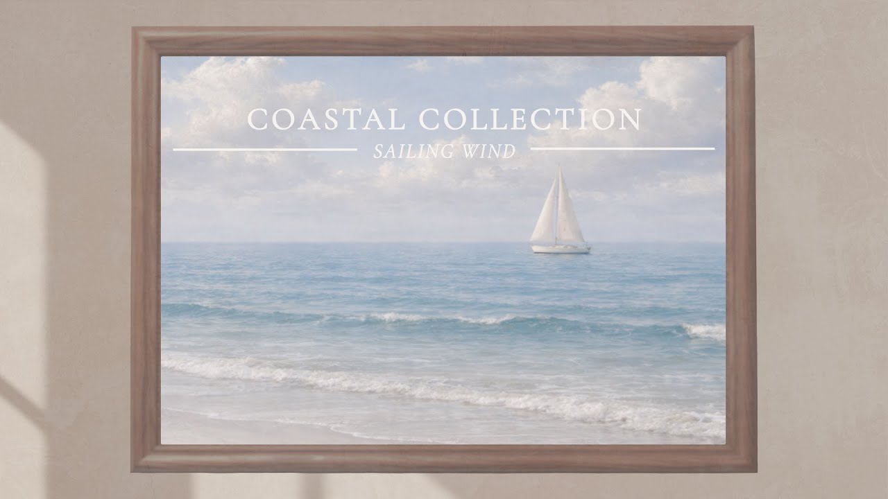 Sailing at Sea Landscape • Vintage TV Art Frame • Calm Beach Waves Painting • The Coastal Collection
