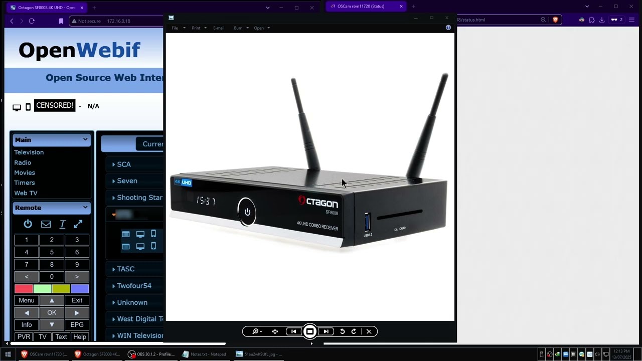 Inputting BISS Decryption Keys Into The Octagon SF8008 Satellite Receiver Using Oscam!