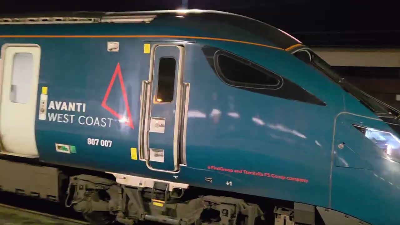 9K35 1716 London Euston to Crewe - 807007 checks out of platform five, at Stafford