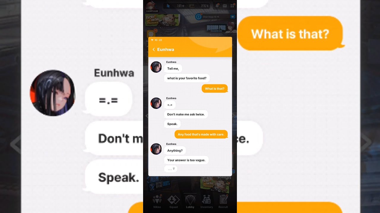 Goddess of Victory: Nikke - Eunhwa's DM messages
