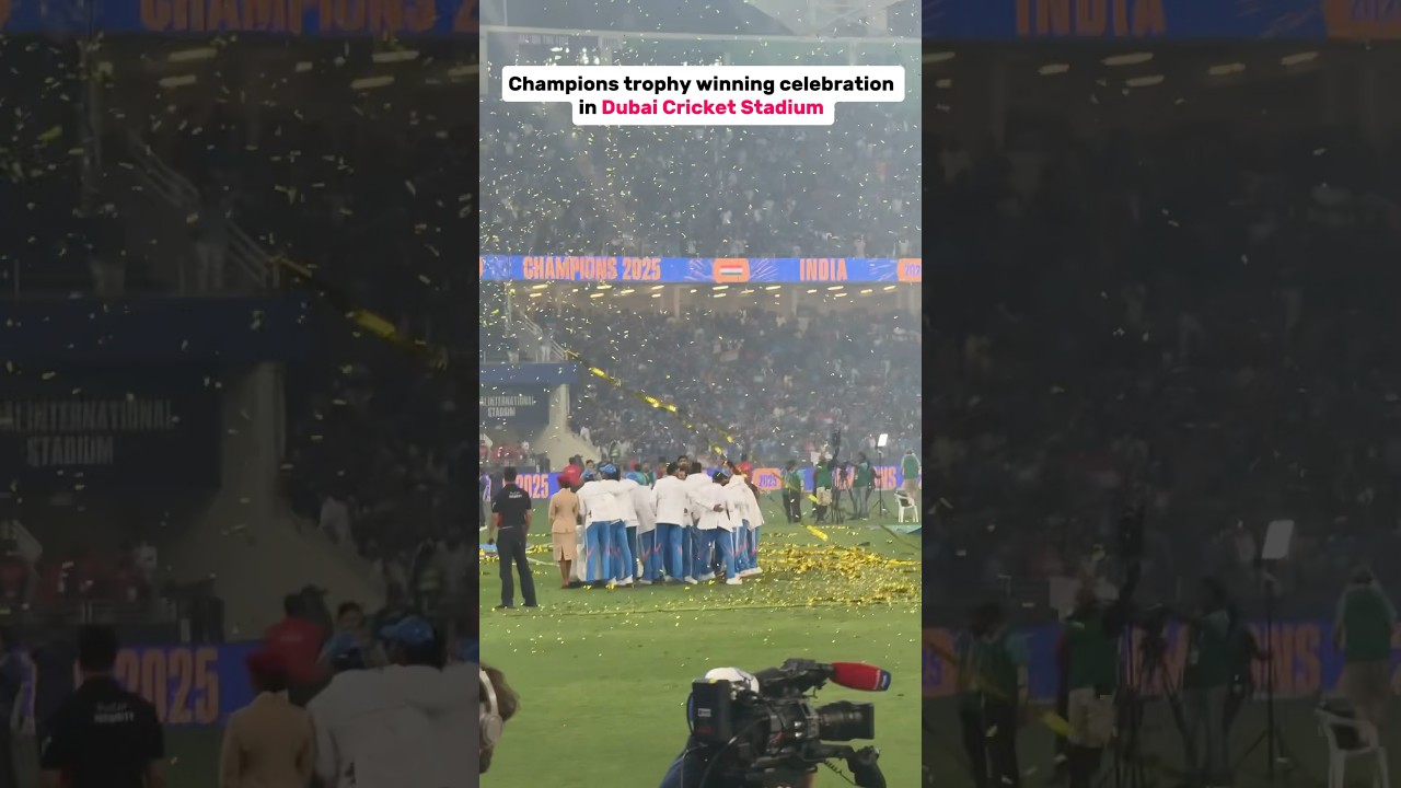 Champions trophy winning celebration in Dubai cricket stadium 🏟️ #dubai #championstrophy2025