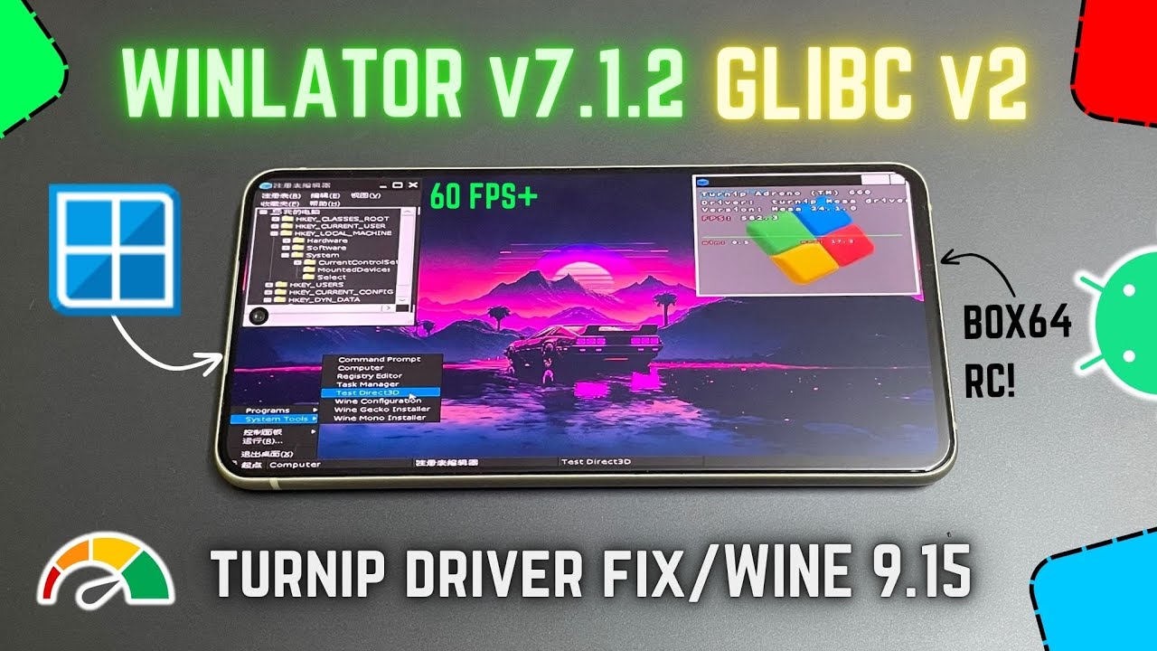 WINLATOR GLIBC v2 On Android Graphics Test - Settings & Turnip Fix!