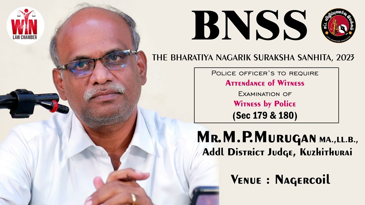 #criminallaw| #bnss | Section 179 & 180 by Hon'ble Add'l District Judge Mr.M.P.Murugan, Kuzhithurai