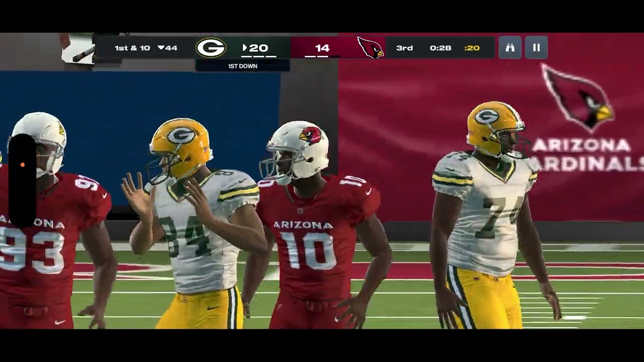 Packers vs cardinals in madden nfl 26 mobile on Sunday march 8 of 2026 