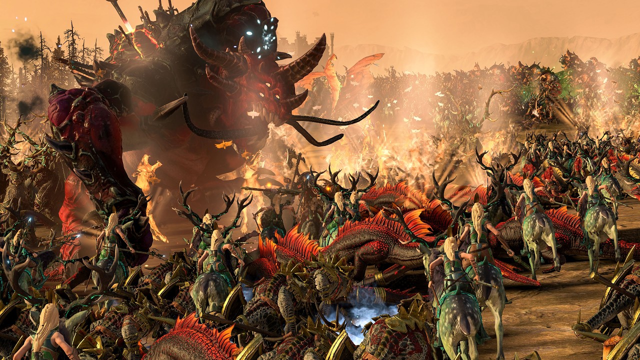 Khorne & Beastmen VS Lizardmen & Wood Elves - Warhammer Battles