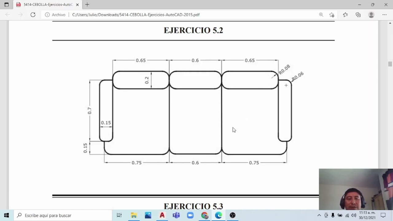 Dibujando un sillón de sala en Autocad 2020