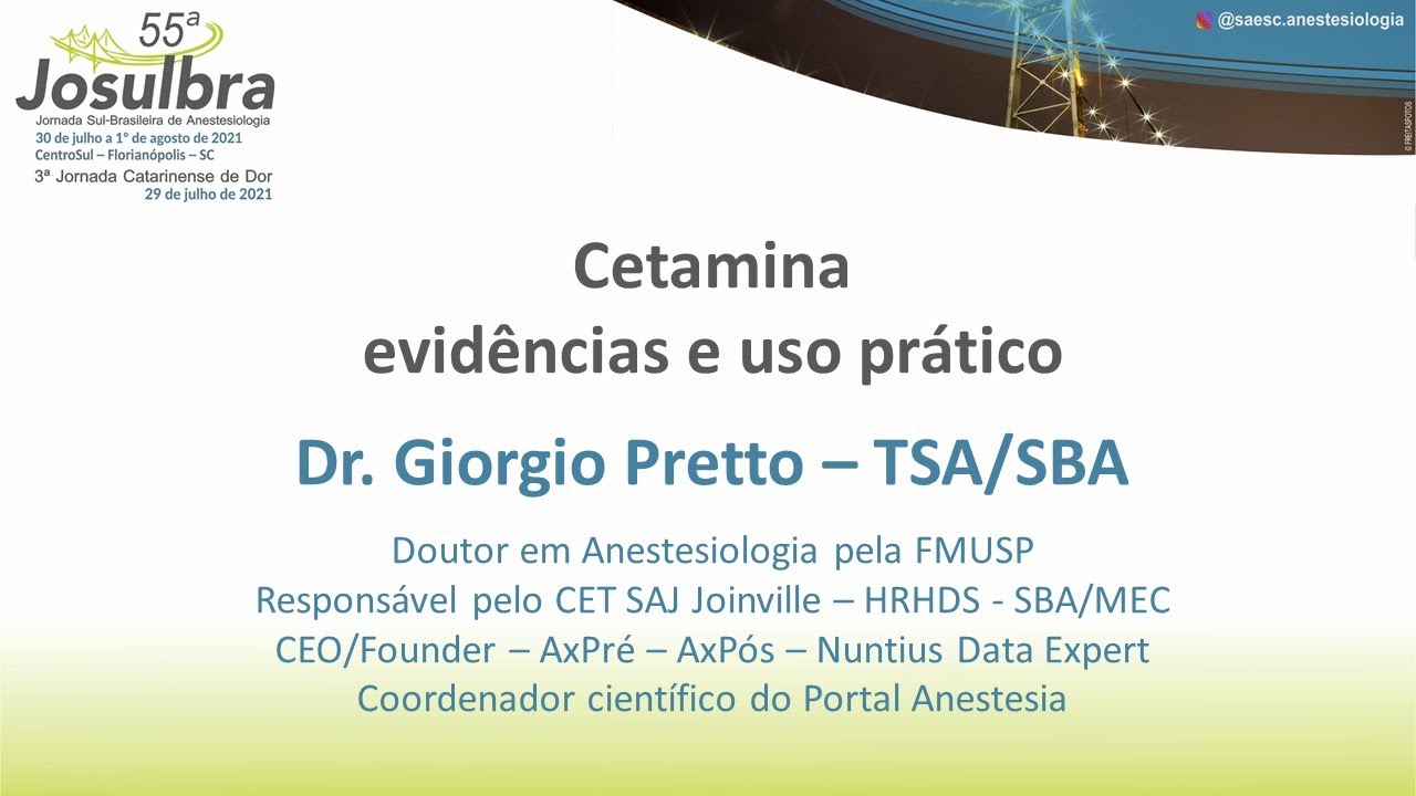 Cetamina - evidências e usos práticos - Josulbra 2021