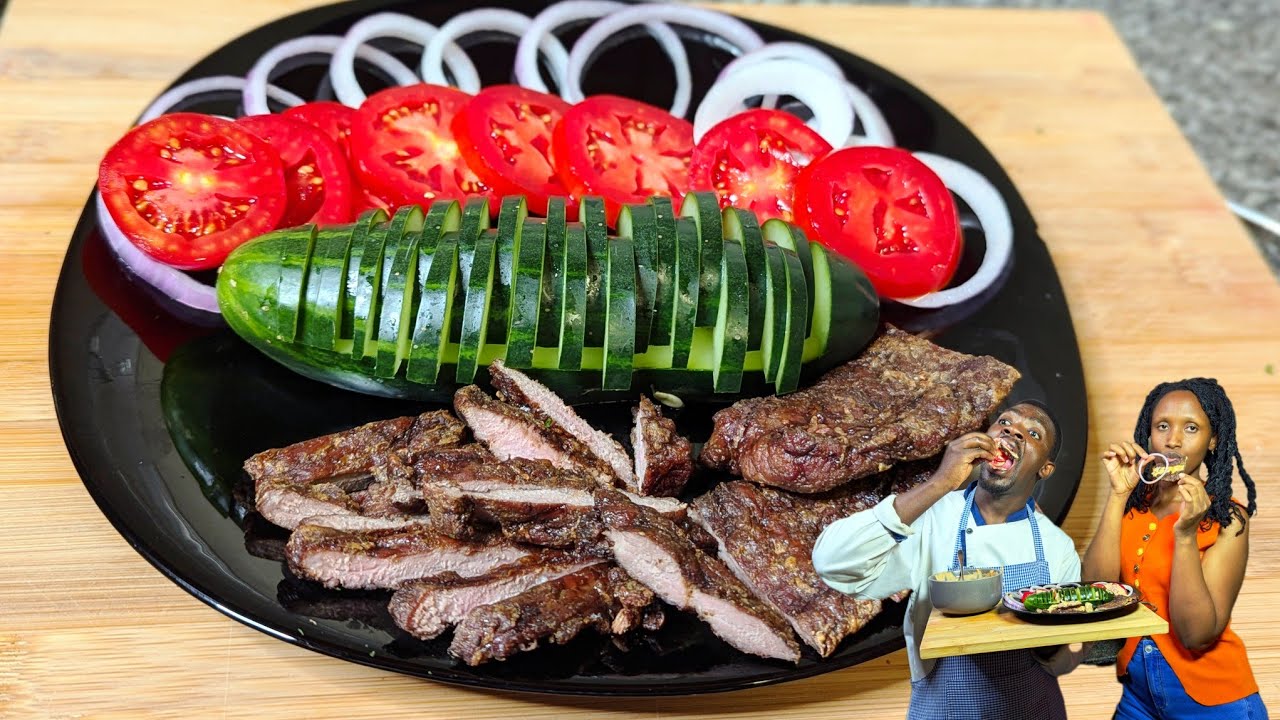Dore uko wateka beef steak na salad biryoshe wibereye murugo (how to cook beef steak with salad)