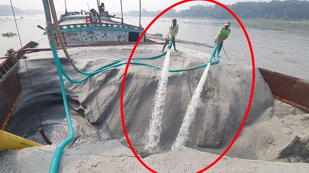 Unloading sand form ship barge unloading video unload sand from big barge ship 34