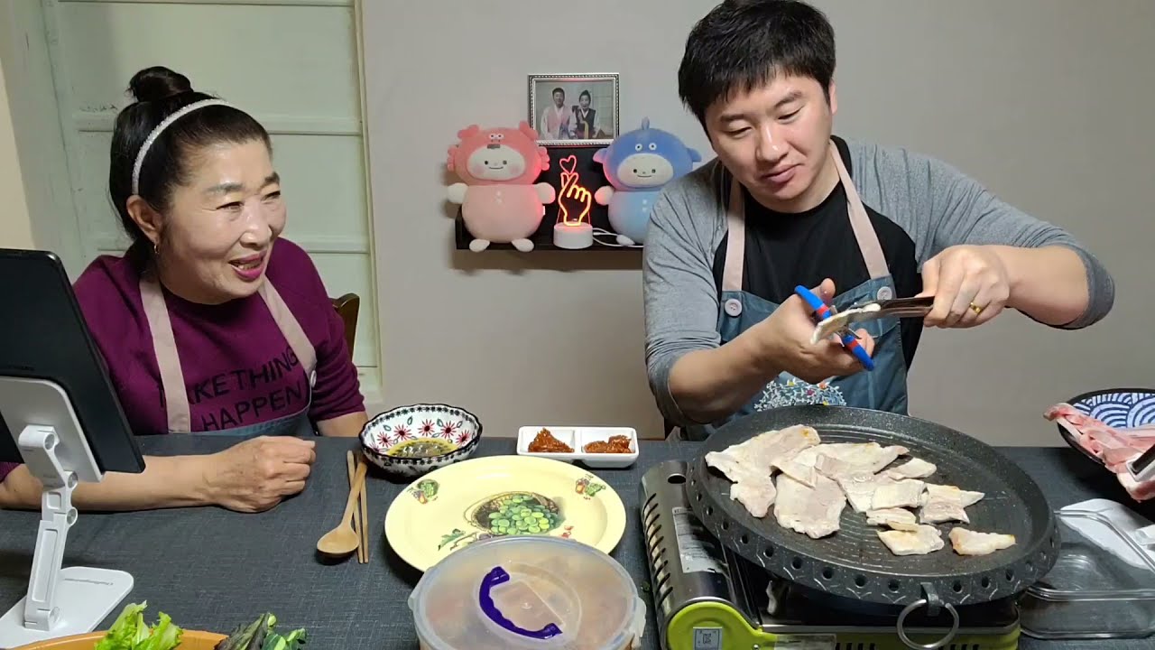 먹방MUKBANG 삼겹살파티 삼겹살,묵은지,된장찌개/샴프같은밤 Samgyeopsal / Doenjang jjigae (EATING SHOW)