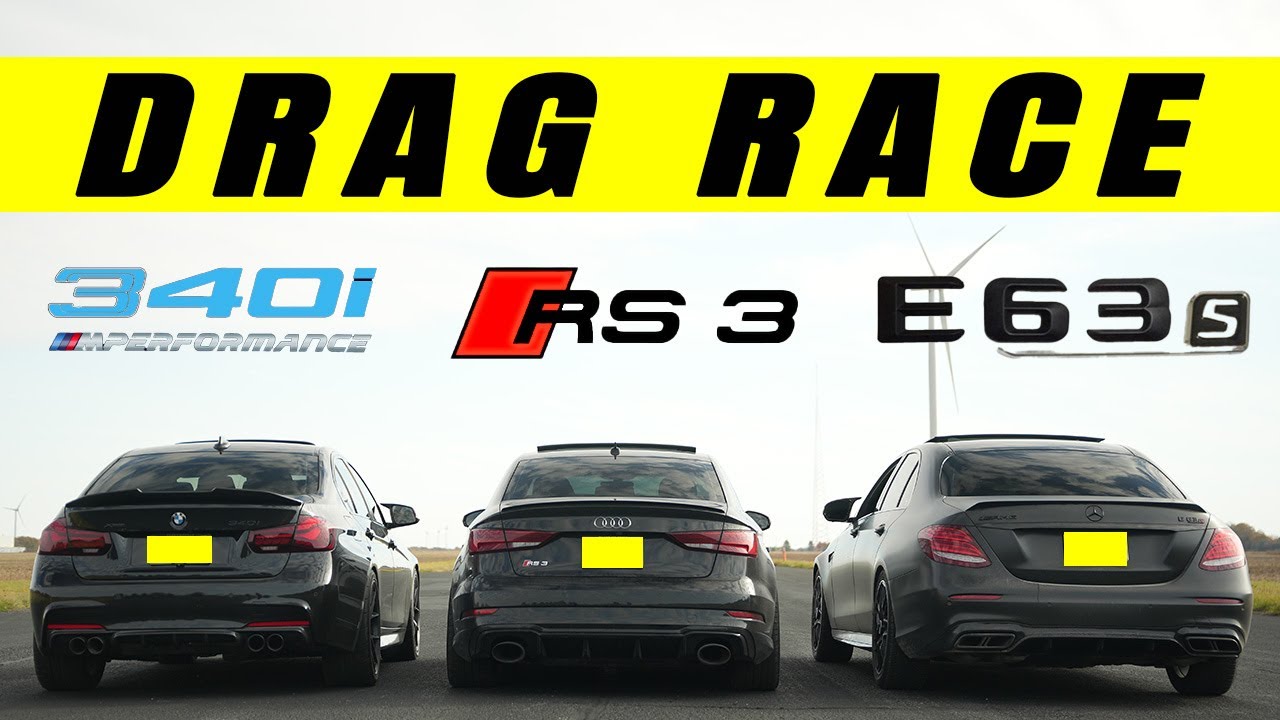 Тюнингованный Mercedes E63S AMG соревнуется с тюнингованными Audi RS3 и BMW 340i M Performance. Г...