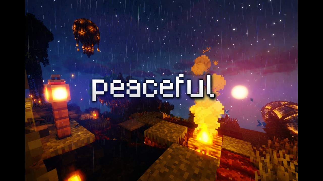 -- so tired, need rest -- minecraft music & ambiance w/thunder & rain -- sleep, relaxing, calm --
