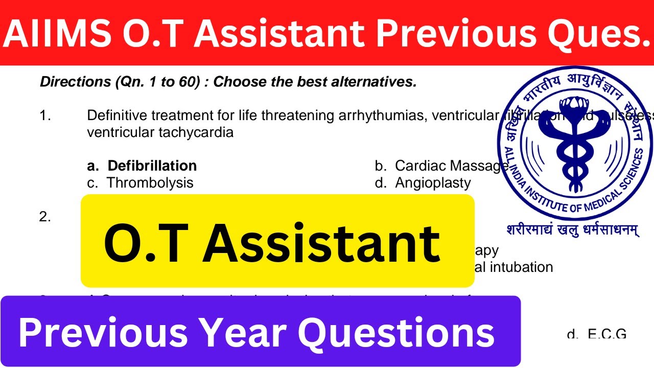 AIIMS OT Technician Previous Question paper | OT Assistant  Operation Theatre Question #OT #aiims