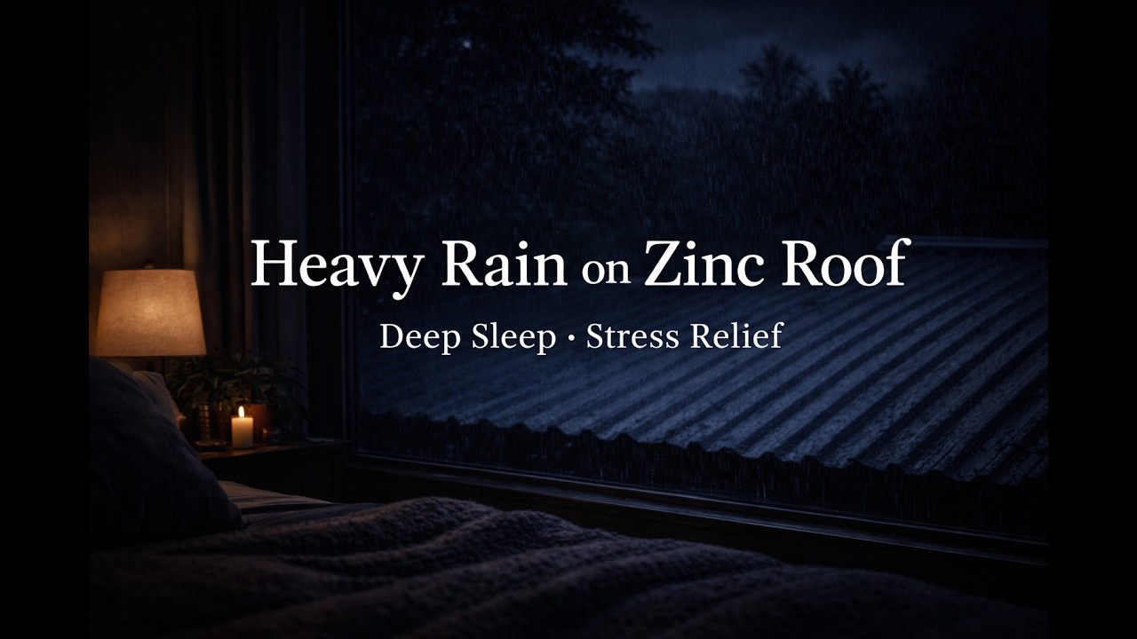 Heavy Rain on Zinc Roof at Night | Deep Sleep, Stress Relief & Overthinking Calm