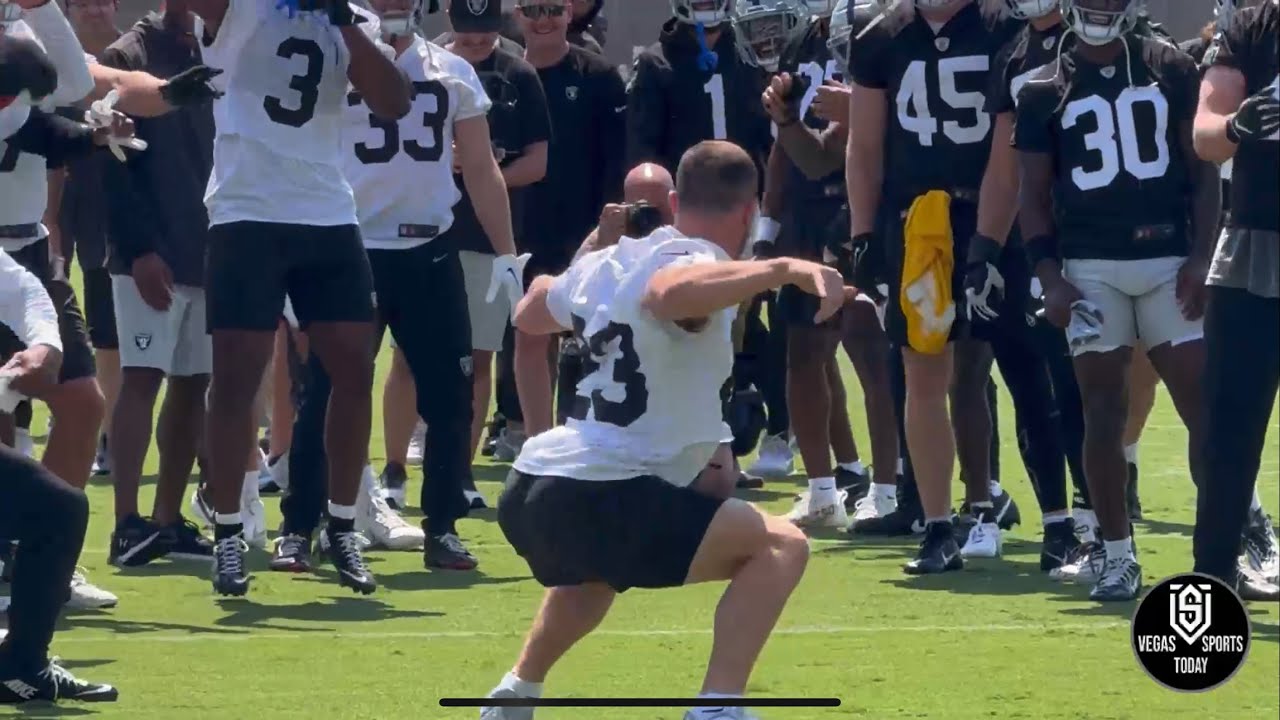 DYLAN LAUBE WINS HILARIOUS DANCE-OFF, GETS MAXX CROSBY & ENTIRE RAIDERS HYPED AT SOUL TRAIN LINE