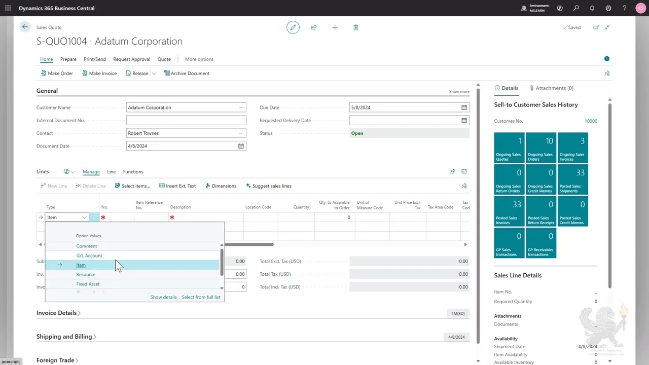 Guide To Creating Sales Quotes in Dynamics 365 Business Central
