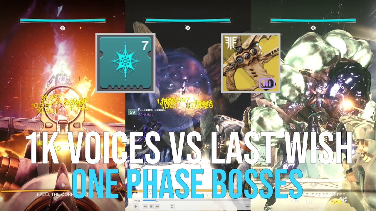 6x One thousand Voices VS Last Wish Raid - One Phase All Bosses [Destiny 2]