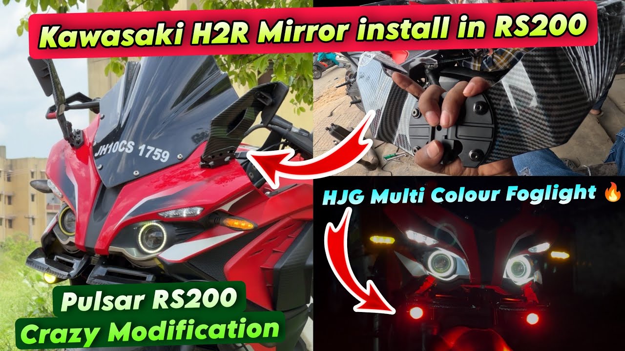 KAWASAKI H2R MIRROR ON RS200 😍 || HJG Fog Light 🔥 || RS200 Winglet 🥵 || PULSAR RS200 MODIFICATION 🔥