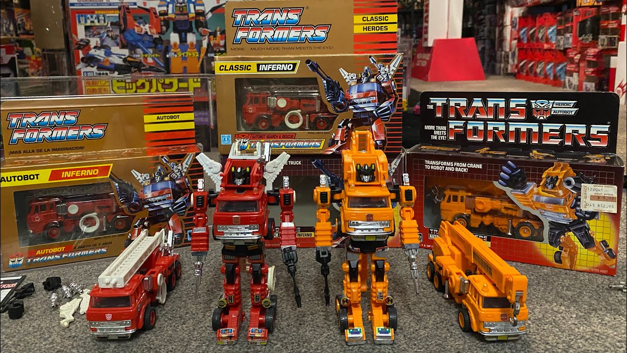 Transformers generation one complete grapple & inferno collection. G1 vintage generations, gold box
