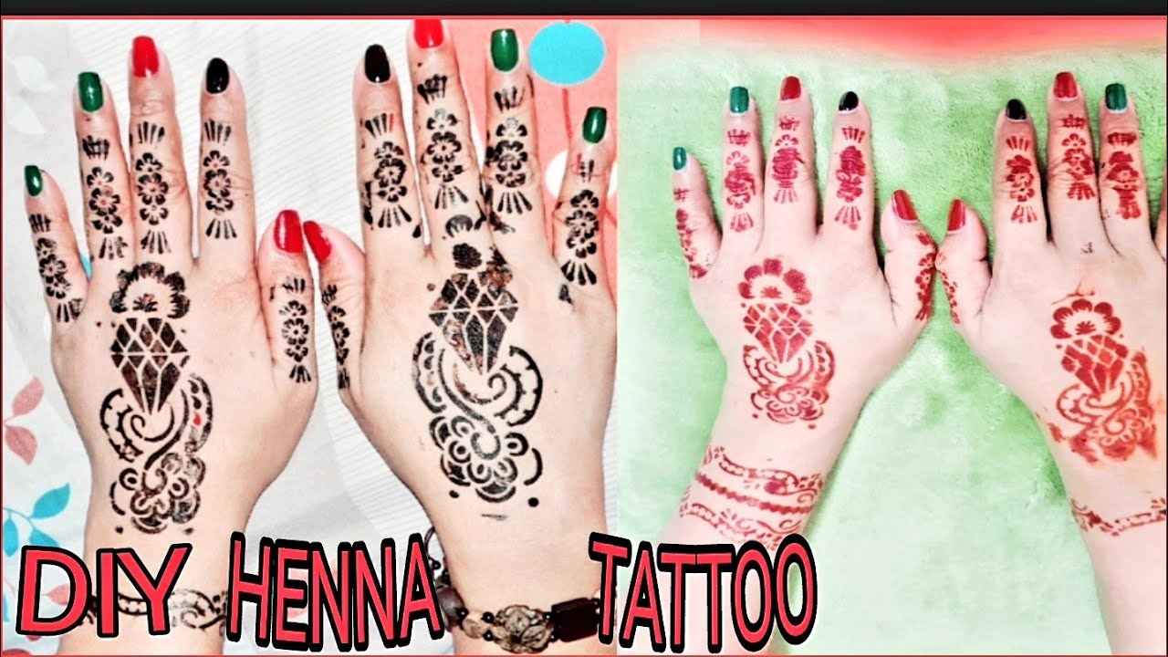 DIY HENNA TATTOO || BLACK & RED || FULL HANDS HENNA ||